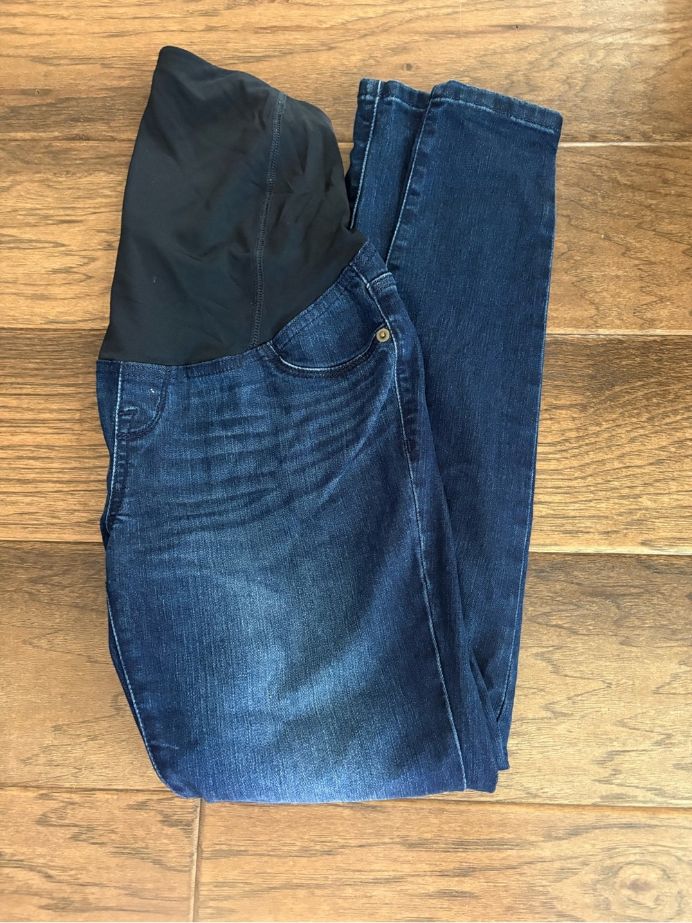 Ingrid & Isabel Dark Indigo Maternity Jeggings with Black Support Panel